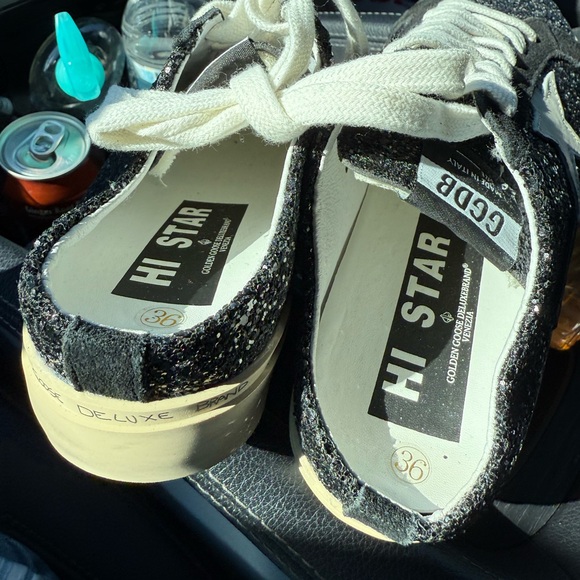 Golden Goose Black Glitter Hi Star Sneakers - Picture 1 of 10